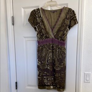 Elegant Olive and Purple Dress
